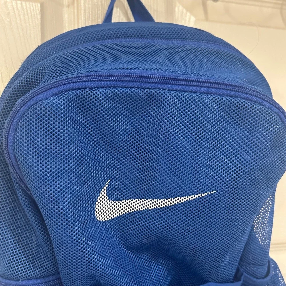 Nike Mesh Backpack Royal Blue White Swoosh Logo Gym School Bag